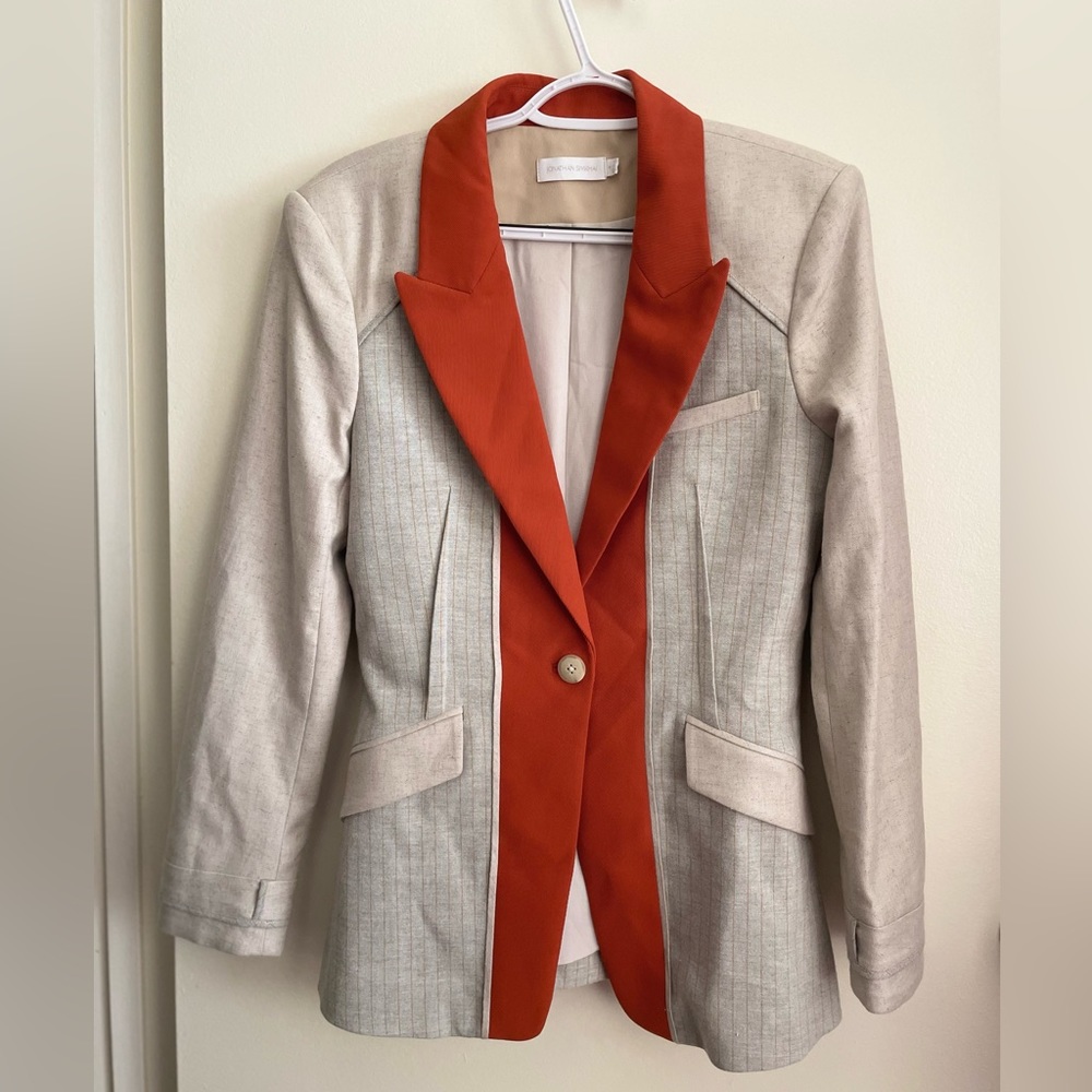 Jonathan Simkhai Cecile Patchwork Blazer Size 4 N… - image 1
